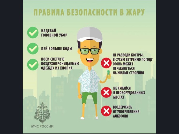 Правила безопасности в период аномально жаркой погоды.
